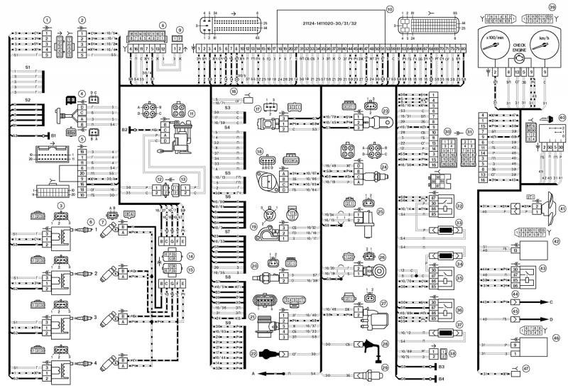Электросхема ВАЗ 21124 - схема электрооборудования