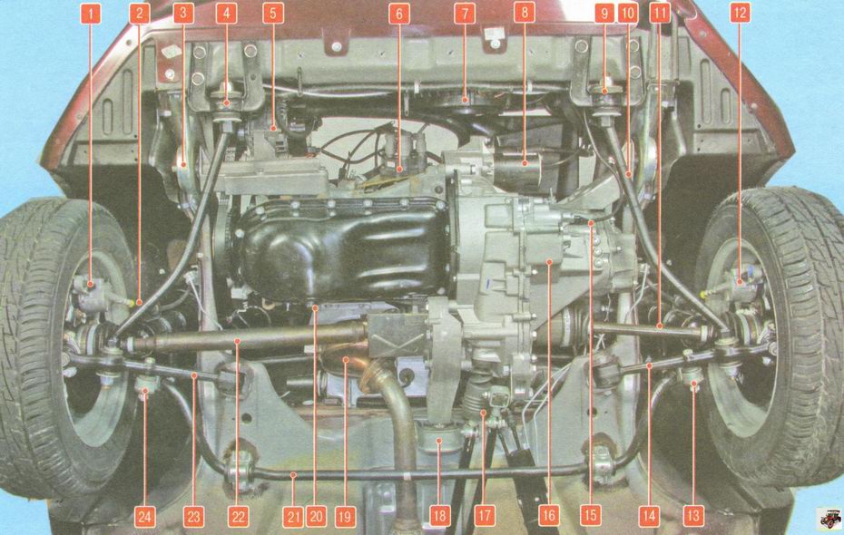 ВАЗ 2114 вид снизу передняя подвеска