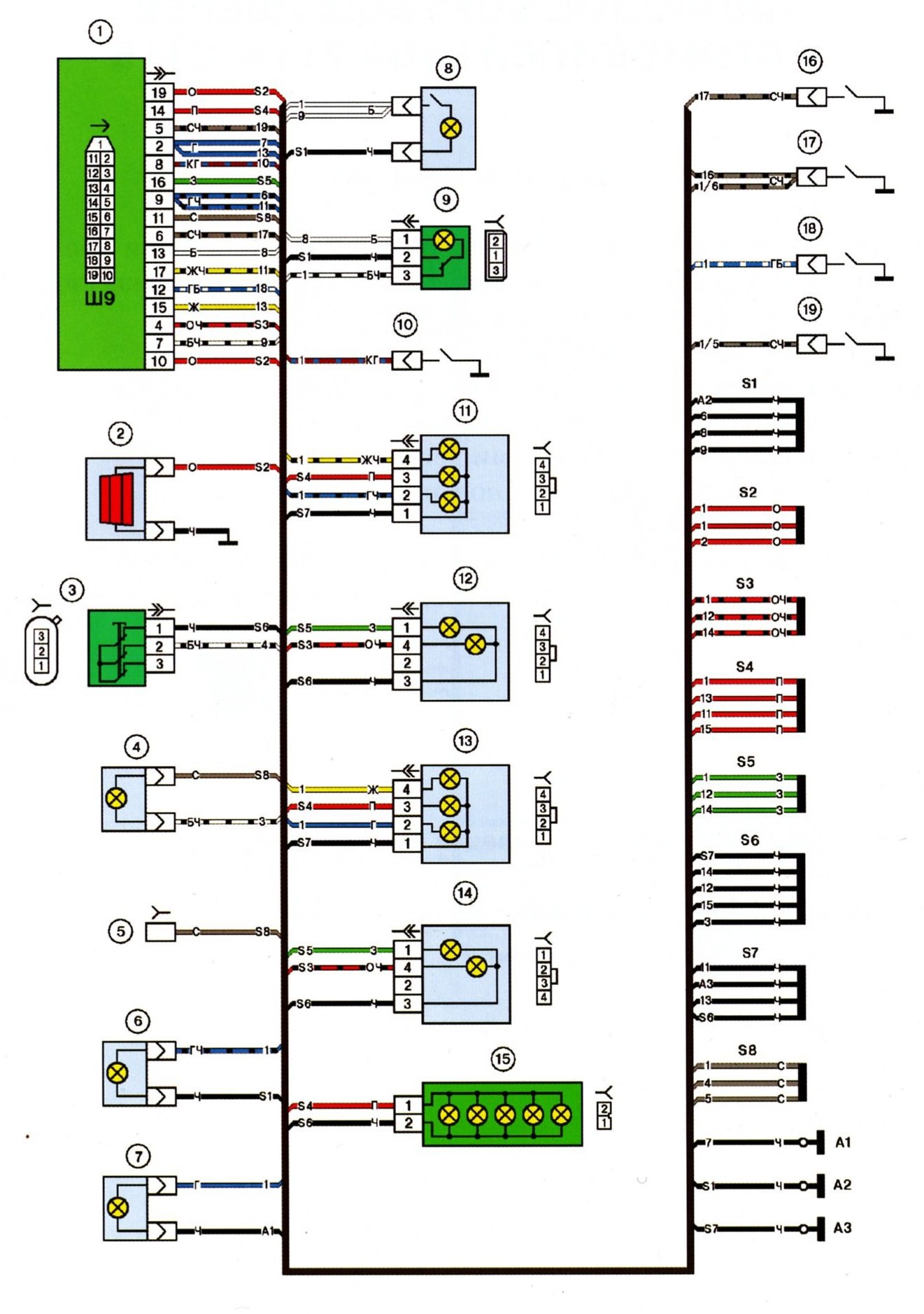 Схема ваз 21 15. Схема жгута проводов ВАЗ 2115. Схема электропроводки ВАЗ 2115. Жгут задних фонарей ВАЗ 2115. Схема электропроводки ВАЗ 2115 инжектор.