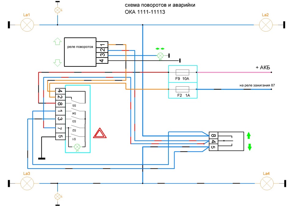 Схема ока. Схема поворотников ВАЗ 11113 Ока. Реле поворотов Ока 11113 схема подключения. Схема электрооборудования Ока 1111. Схема электропроводки Ока 11113.