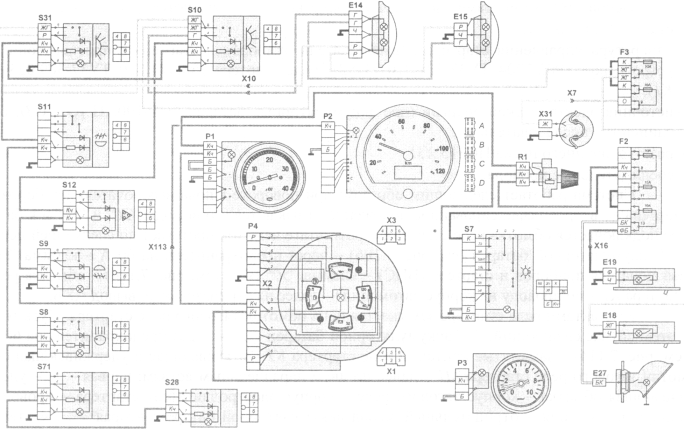 Схема подключения генератора камаз евро 2. Эл схема спидометра камаз. Схема комбинации приборов камаз схема. Схема подключения датчика уровня топлива мтз. Электропроводка спидометра камаз 65115 евро.