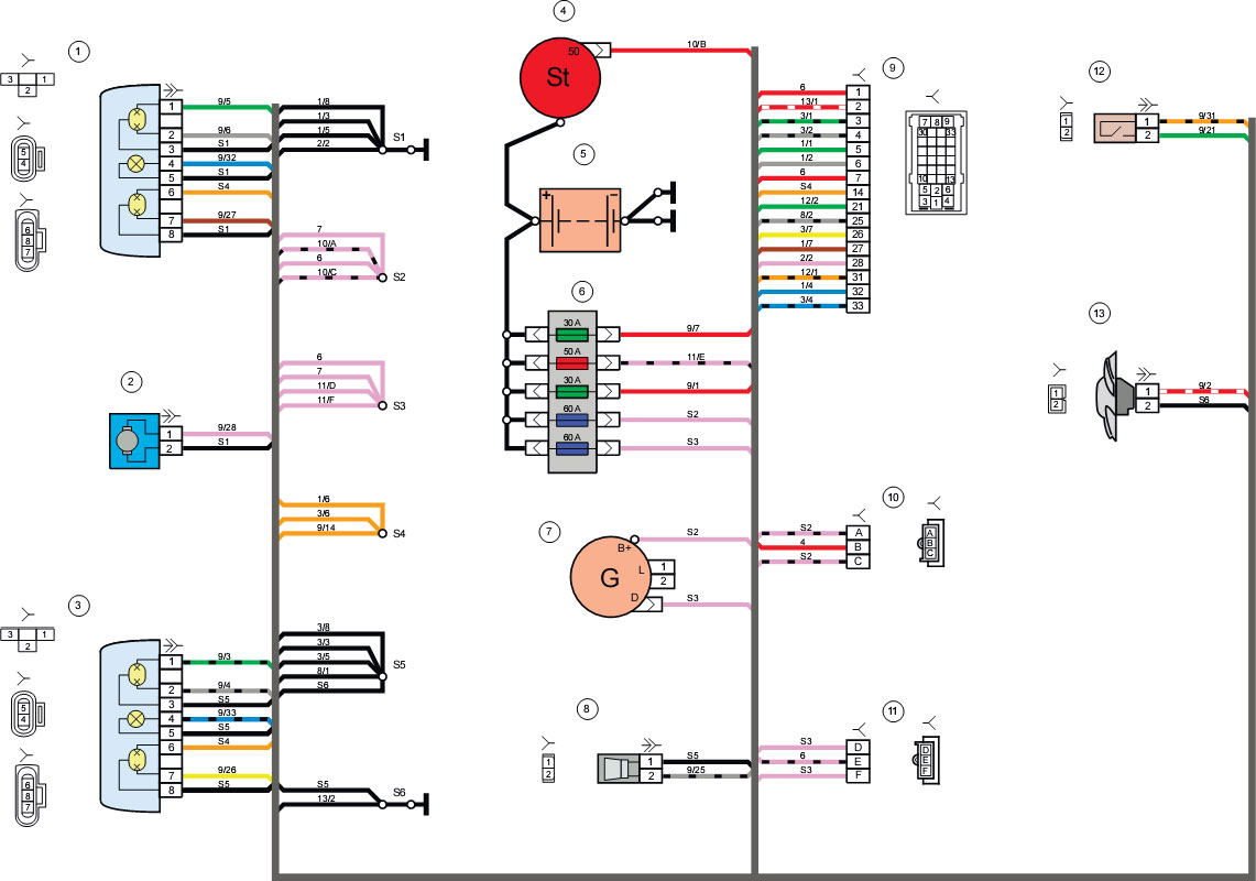 Схема электропроводки лада калина 1 седан