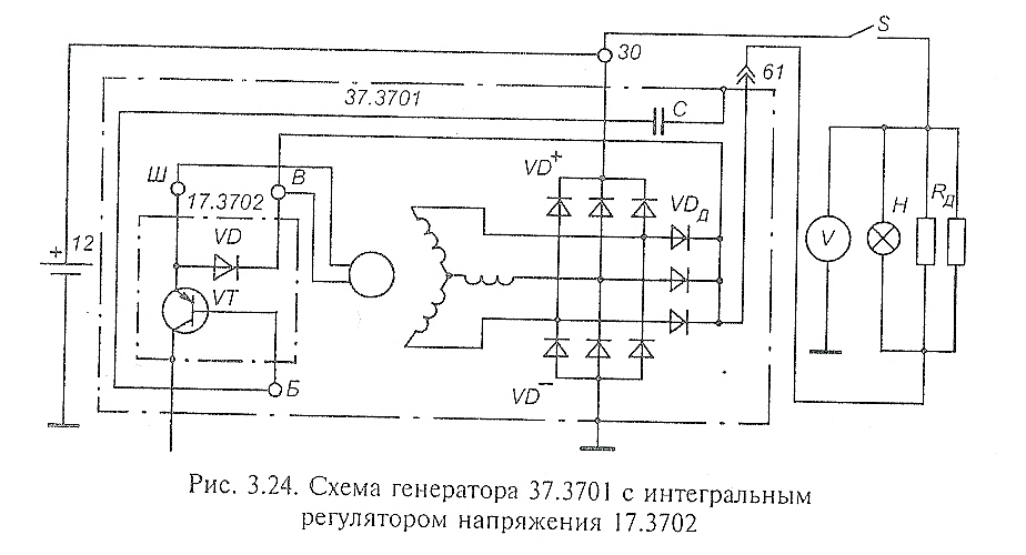 Схема подключения генератора. Схема реле регулятора напряжения генератора ВАЗ 2110. Схема реле регулятора напряжения ВАЗ 2110. Генератор 37.3701 схема. Регулятор напряжения ВАЗ схема электрическая принципиальная.