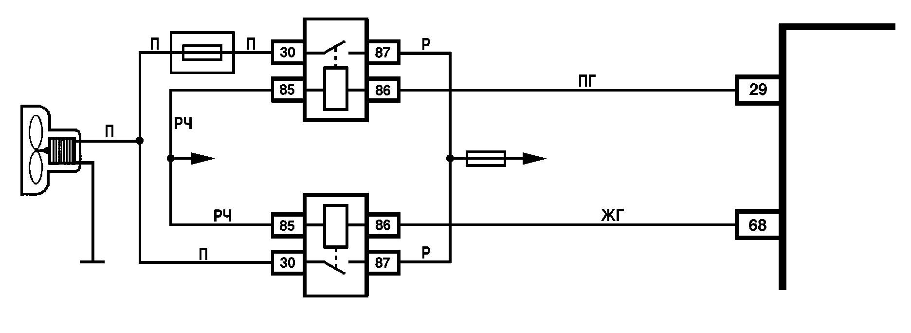 Схема включения вентилятора охлаждения лада калина